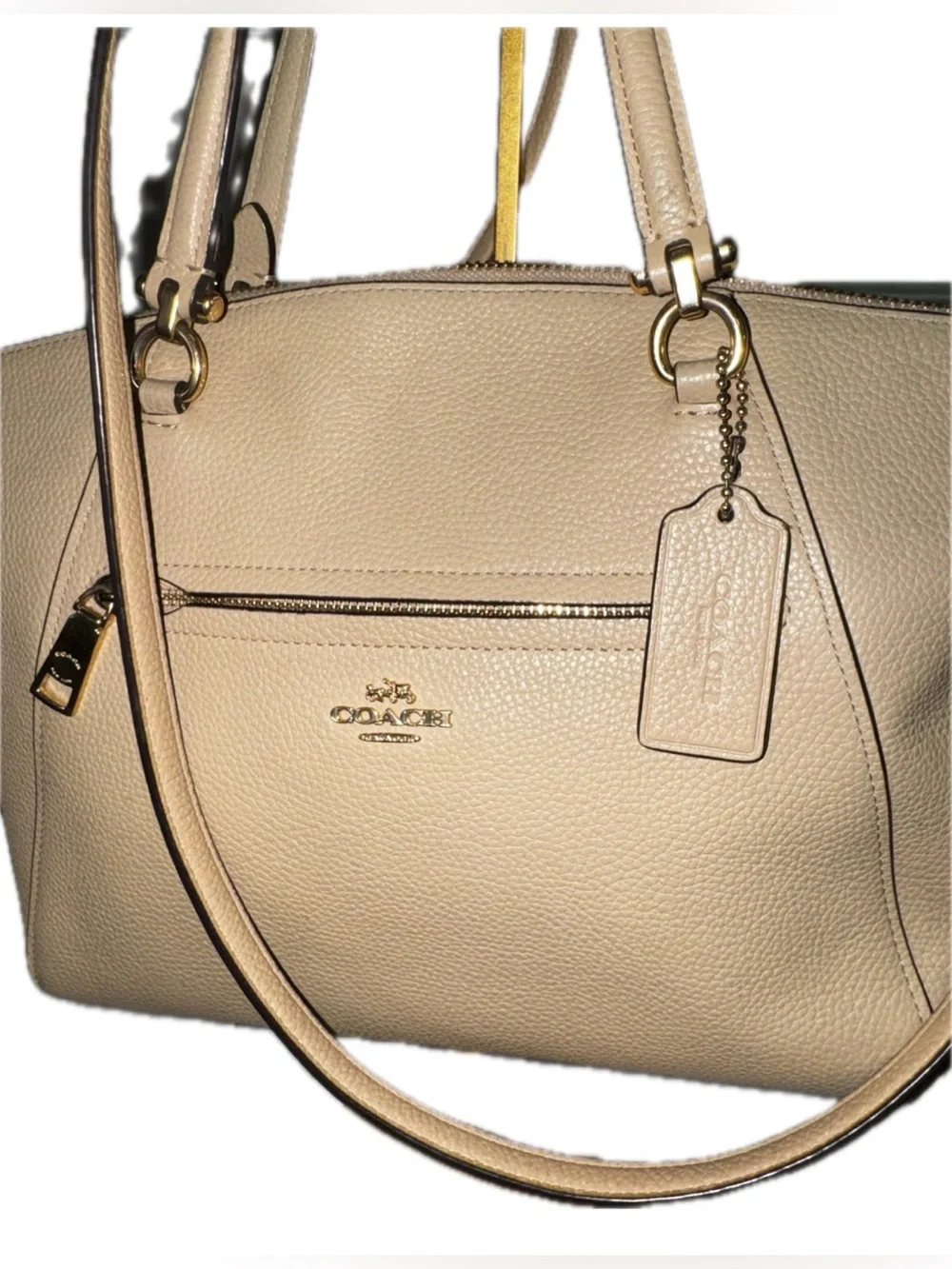 Coach Prairie Satchel 2 way Bag Pebble Leather Tan/Taupe (Style No. 58874) GUC